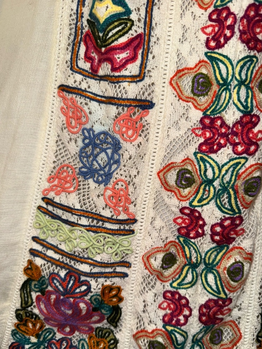 Anthropologie Khavita Bhartia Cream Midi Dress with Multicolor Floral Embroidery - Picture 8 of 13